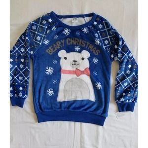 Cold Crush Girls Soft Plush Winter Long Sleeve Shirt pajamas top size S blue